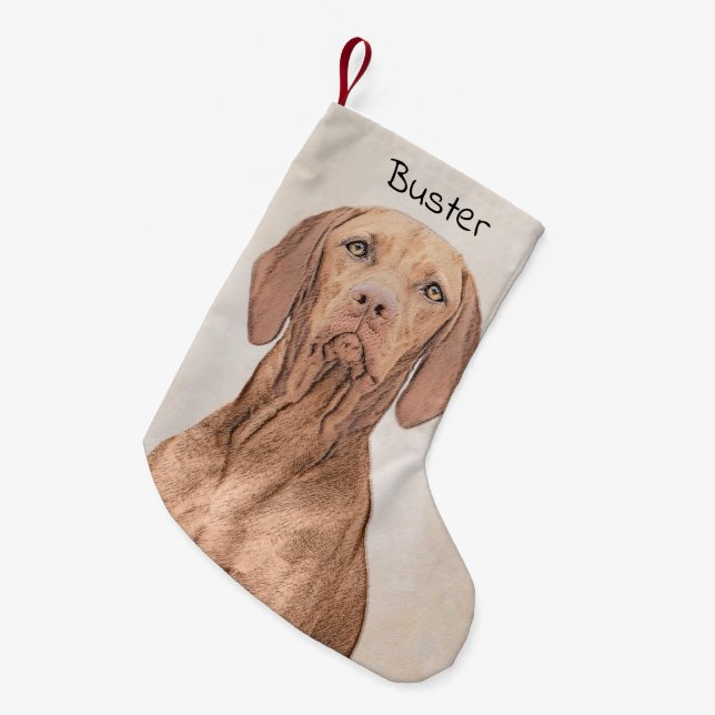 Vizsla-Malerei - Niedliche Original Hunde Kunst Kleiner Weihnachtsstrumpf (Vorderansicht (hängend))