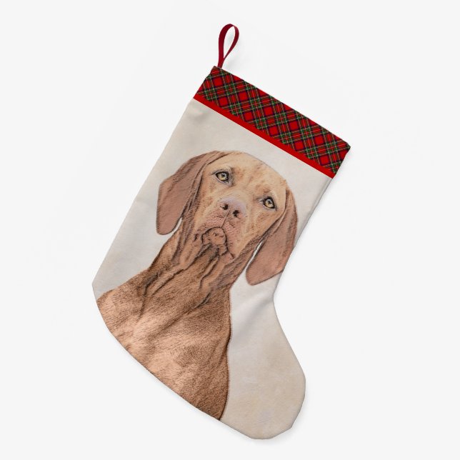 Vizsla-Malerei - Niedliche Original Hunde Kunst Kleiner Weihnachtsstrumpf (Vorderansicht (hängend))