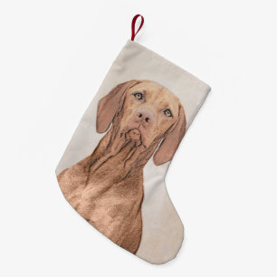 Vizsla-Malerei - Niedliche Original Hunde Kunst Kleiner Weihnachtsstrumpf