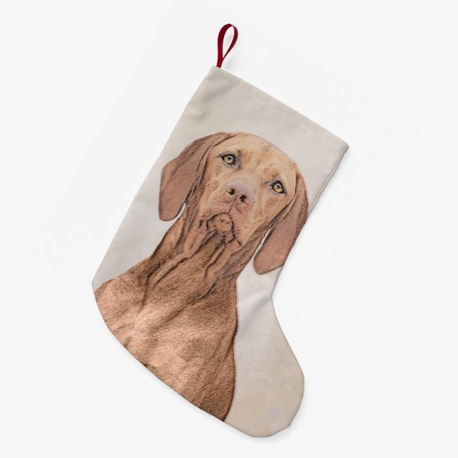 Vizsla-Malerei - Niedliche Original Hunde Kunst Kleiner Weihnachtsstrumpf (Vorderansicht (hängend))