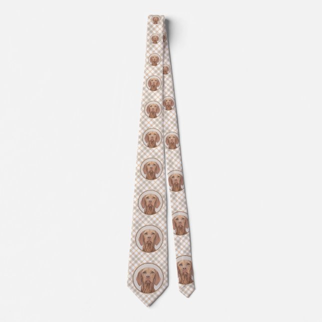 Vizsla-Malerei - Niedliche Original Hunde Kunst Krawatte (Vorderseite)