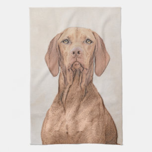 Vizsla-Malerei - Niedliche Original Hunde Kunst Küchentuch