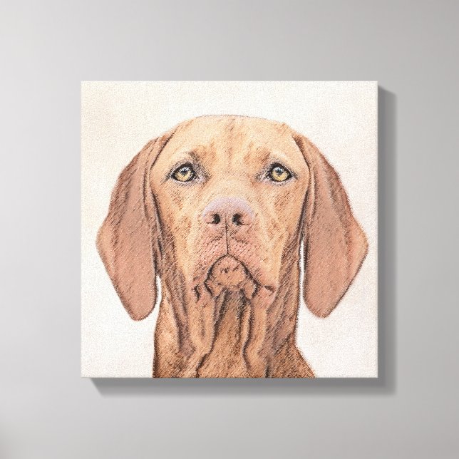Vizsla-Malerei - Niedliche Original Hunde Kunst Leinwanddruck (Vorderseite)