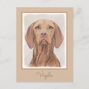 Vizsla-Malerei - Niedliche Original Hunde Kunst Postkarte