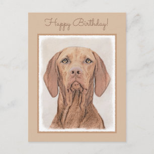 Vizsla-Malerei - Niedliche Original Hunde Kunst Postkarte