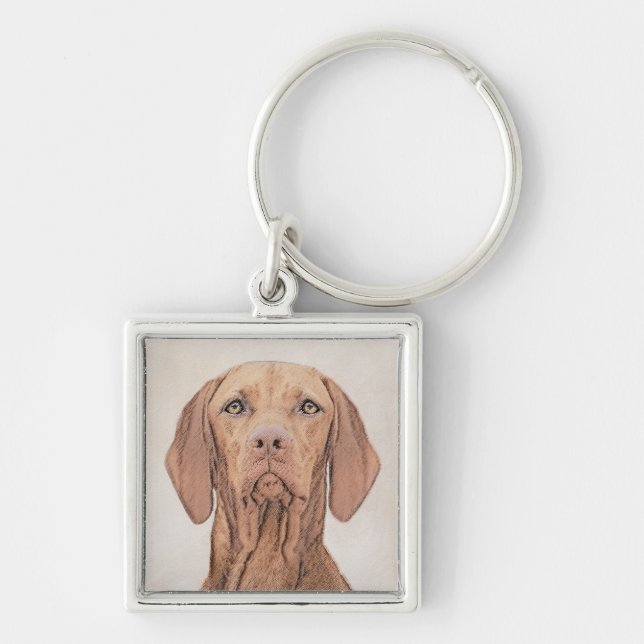 Vizsla-Malerei - Niedliche Original Hunde Kunst Schlüsselanhänger (Vorne)