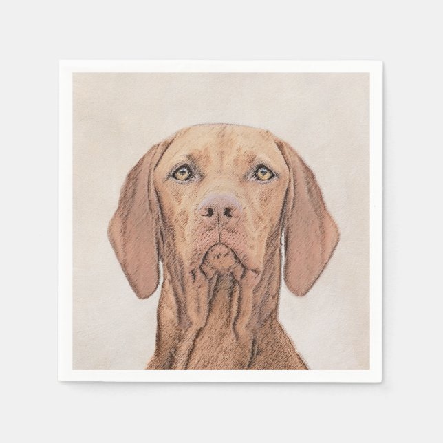 Vizsla-Malerei - Niedliche Original Hunde Kunst Serviette (Vorderseite)