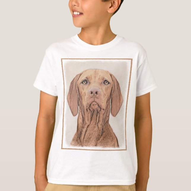 Vizsla-Malerei - Niedliche Original Hunde Kunst T-Shirt (Vorderseite)