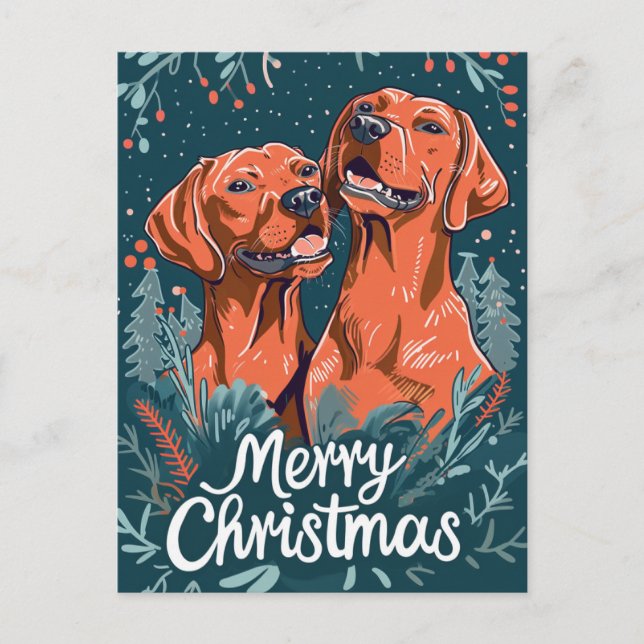 Vizsla Merry Christmas Postkarte (Vorderseite)