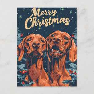Vizsla Merry Christmas Postkarte