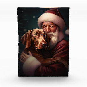 Vizsla mit dem Weihnachtsmann Weihnachten Fotoblock