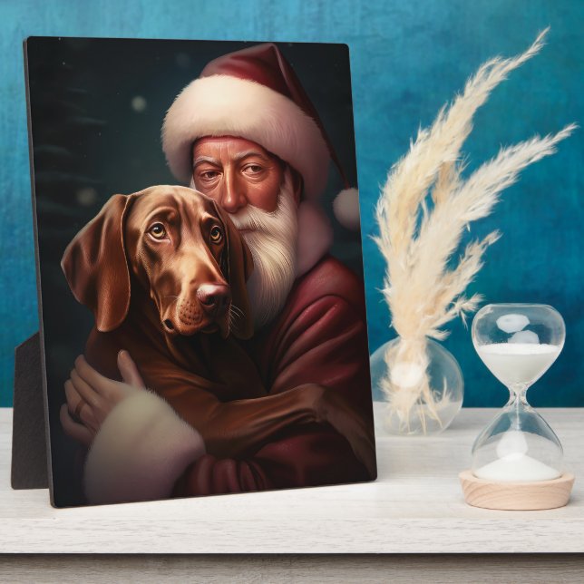 Vizsla mit dem Weihnachtsmann Weihnachten Fotoplatte (Seite)