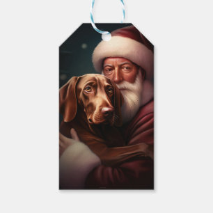 Vizsla mit dem Weihnachtsmann Weihnachten Geschenkanhänger