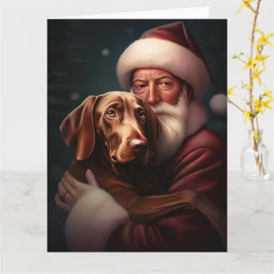 Vizsla mit dem Weihnachtsmann Weihnachten Karte