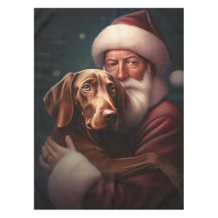 Vizsla mit dem Weihnachtsmann Weihnachten Tischdecke