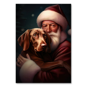 Vizsla mit dem Weihnachtsmann Weihnachten Tischnummer