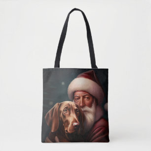 Vizsla mit Santa Claus Festliches Weihnachten