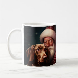 Vizsla mit Santa Claus Festliches Weihnachten Kaffeetasse