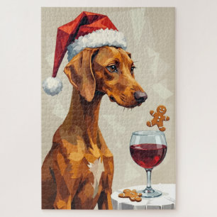 Vizsla Modernes Weihnachtsleckerli-Pointer-Hut Puzzle