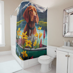 Vizsla on a Paddle: Ein Landschaftliches Abenteuer Duschvorhang