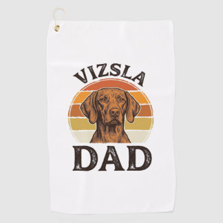 Vizsla Papa Vintage Gravur Hundedesign_1 Golfhandtuch