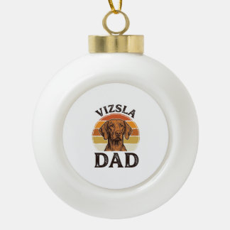 Vizsla Papa Vintage Gravur Hundedesign_1 Keramik Kugel-Ornament