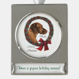 Vizsla Personalisiert Weihnachten Banner-Ornament Silber