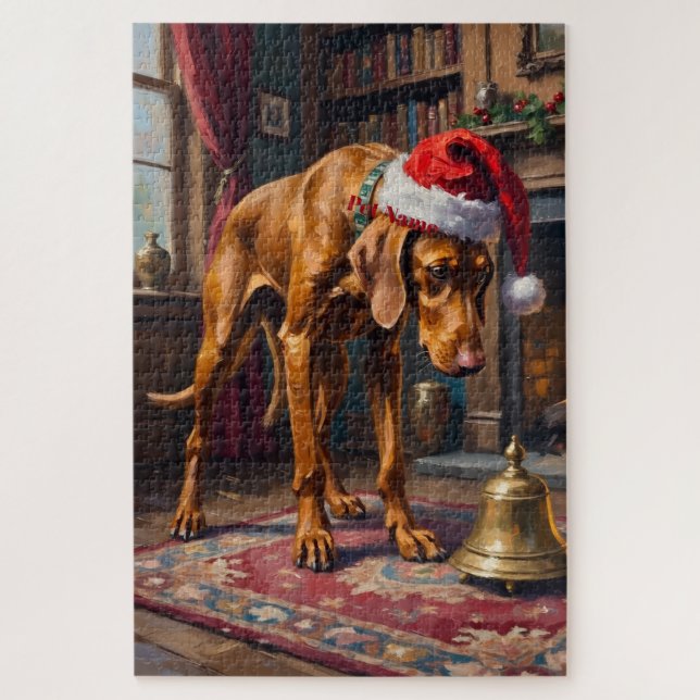 Vizsla Pointer Stance Christmas Bell Hat Puzzle (Vertikal)