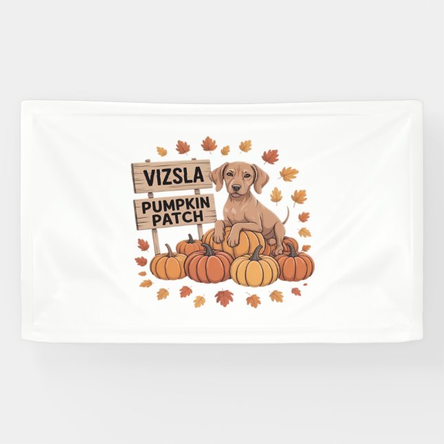 Vizsla Pumpkin Patch Dog Lovers Erntedank Hallo Banner (Horizontal)