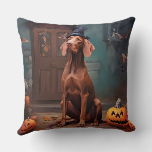Vizsla Pumpkins Halloween Beängstigend Kissen