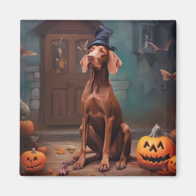 Vizsla Pumpkins Halloween Beängstigend Magnet (Vorne)