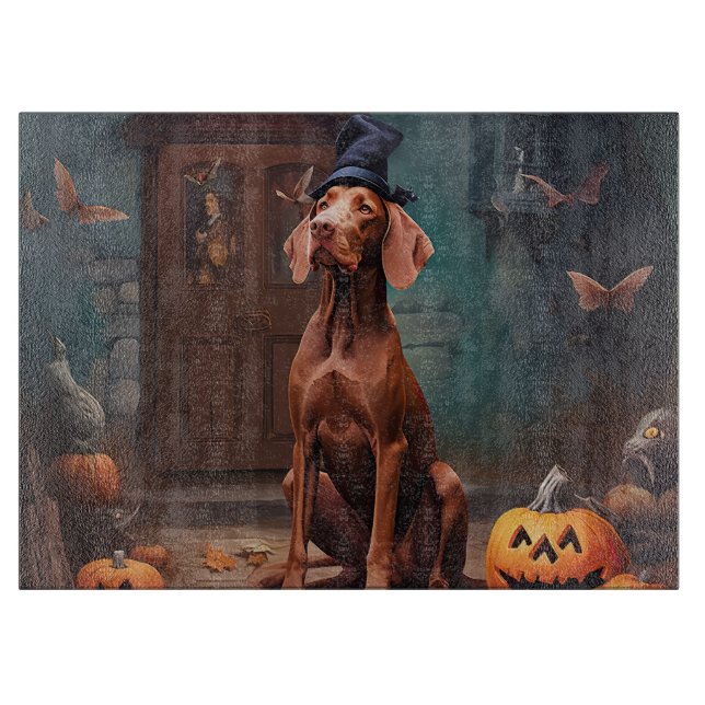 Vizsla Pumpkins Halloween Beängstigend Schneidebrett (Vorderseite)