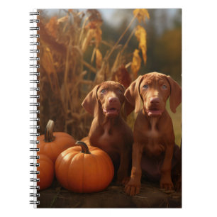 Vizsla Puppy Autumn Delight Pumpkin Notizblock