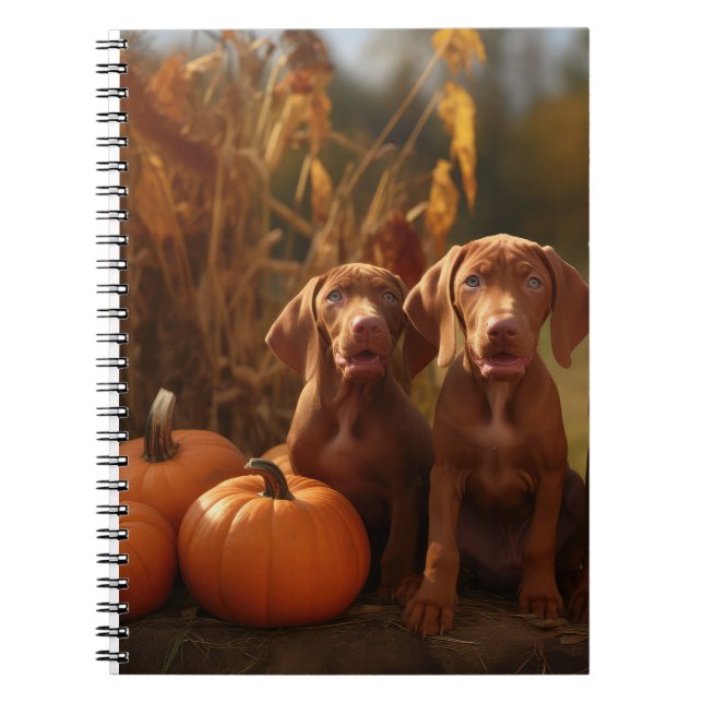 Vizsla Puppy Autumn Delight Pumpkin Notizblock (Vorderseite)