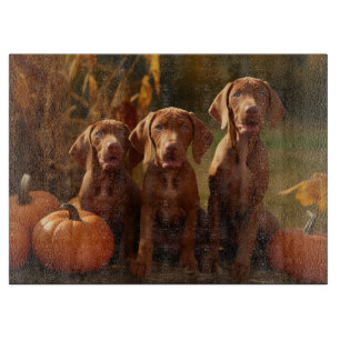 Vizsla Puppy Autumn Delight Pumpkin Schneidebrett