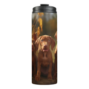 Vizsla Puppy Autumn Delight Pumpkin Thermosbecher