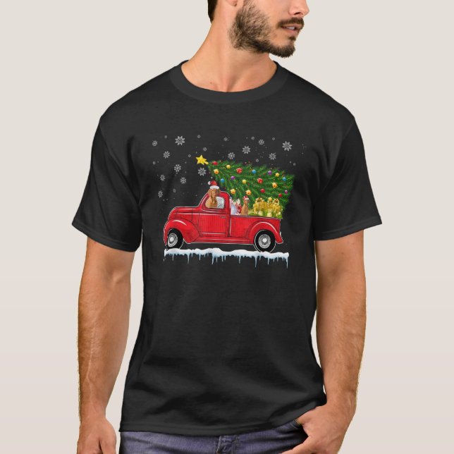 Vizsla Red Car Truck Christmas Tree Funny Santa Xm T-Shirt (Vorderseite)