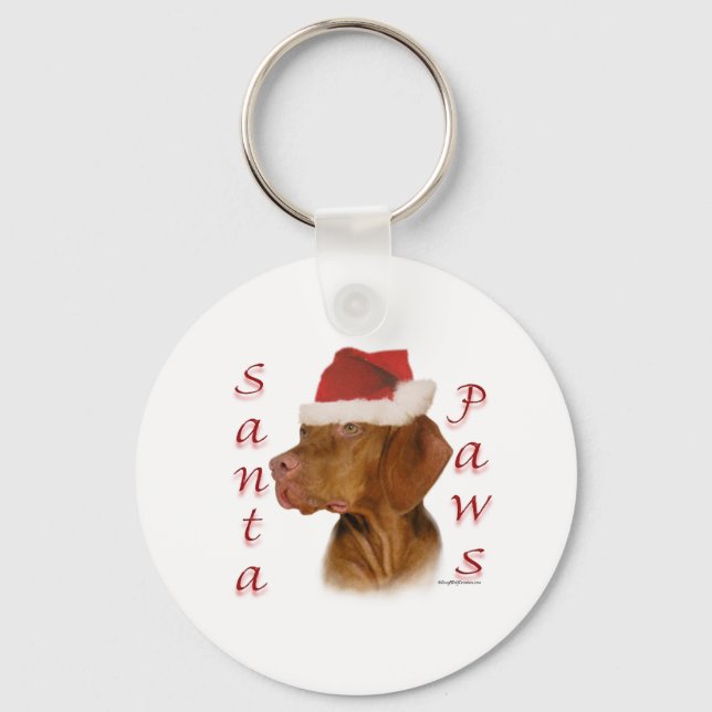 Vizsla Santa Paws Schlüsselanhänger (Vorderseite)