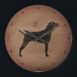Vizsla Silhouette Rustikal Große Wanduhr<br><div class="desc">Vizsla Lover's Wall Clock. Holzdesign ist bedruckt,  nicht echtes Holz.</div>