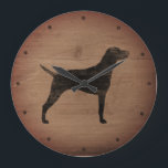 Vizsla Silhouette Rustikal Große Wanduhr<br><div class="desc">Vizsla Lover's Wall Clock. Holzdesign ist bedruckt,  nicht echtes Holz.</div>