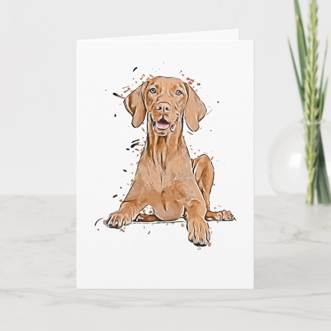 Vizsla Sitzend Cartoon Karte (Vorderseite)