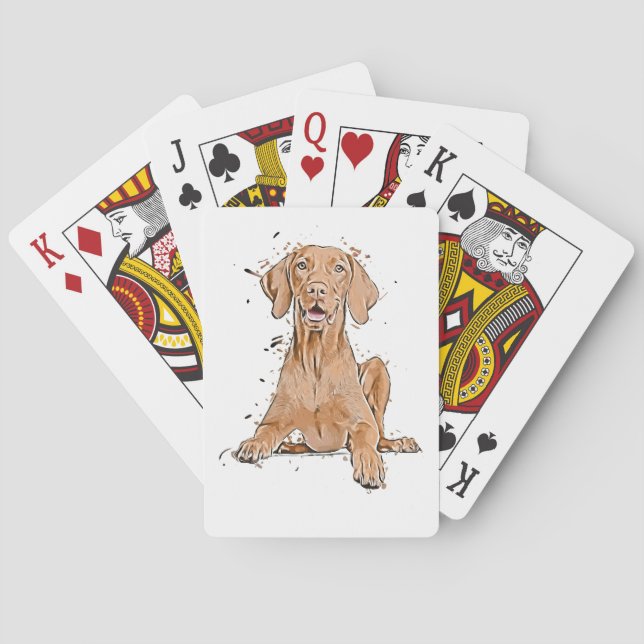 Vizsla Sitzender Cartoon Spielkarten (Rückseite)