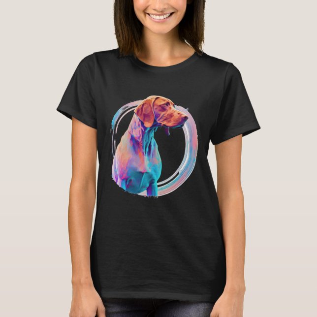 Vizsla Vaporwave Retrowave Ästhetik T-Shirt (Vorderseite)