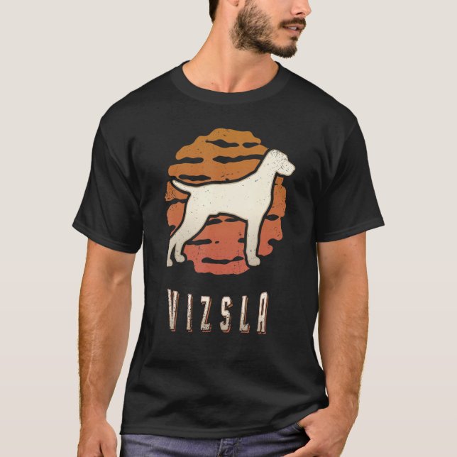 Vizsla Vintage Retro Classic Dog Sunset T-Shirt (Vorderseite)