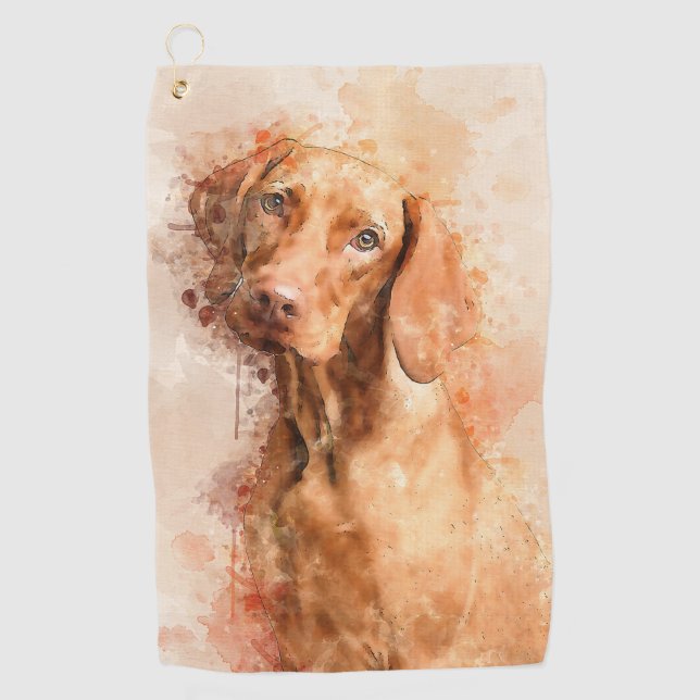 Vizsla Watercolor Golfhandtuch (Vorderseite)