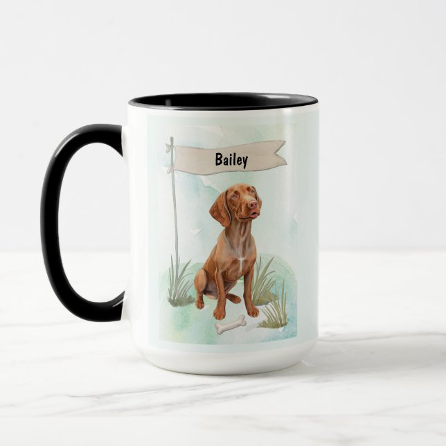 Vizsla Watercolor Personalized Dog Tasse (Links)