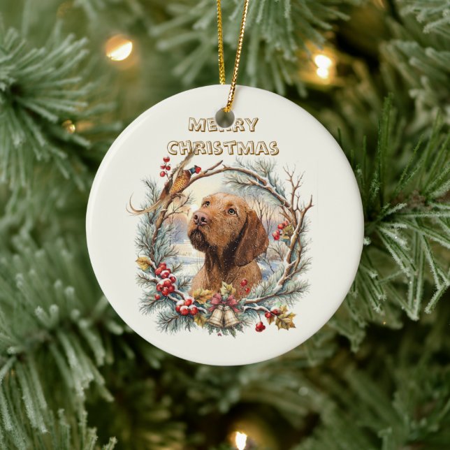 Vizsla Weihnachten  Keramik Ornament (Baum)