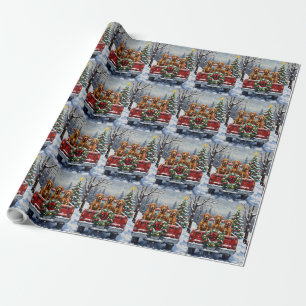Vizsla Weihnachten Rotes Lastwagen Ferien Geschenkpapier