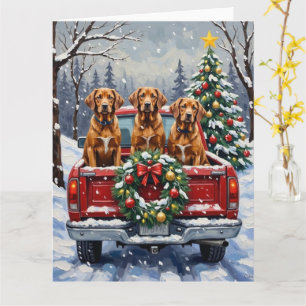 Vizsla Weihnachten Rotes Lastwagen Urlaub Karte