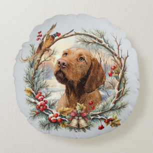 Vizsla Weihnachten  Rundes Kissen